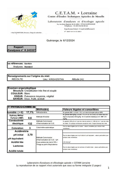 Miel Blanc du Kirghizistan 250g
